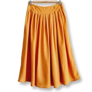 YA / Los Angeles Plisse Flowy Midi Skirt Yellow Sz S Flawed